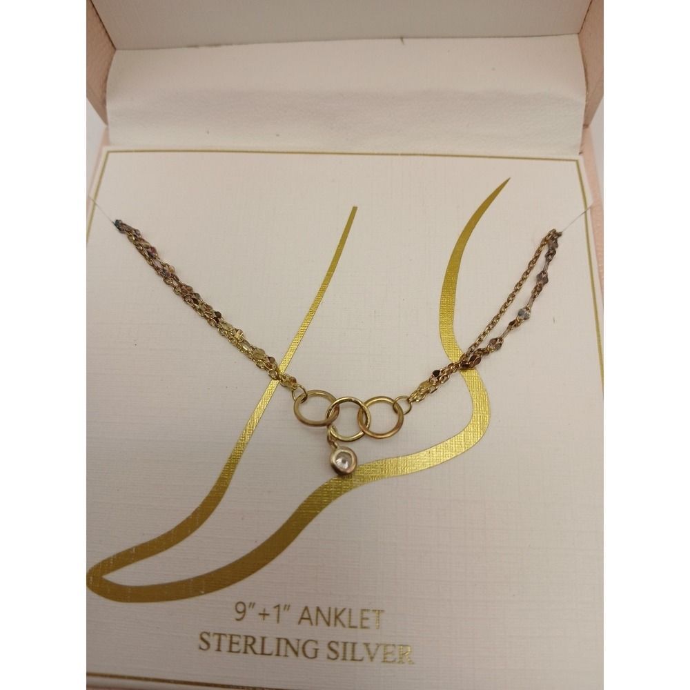 Rachel Zoe Sterling Silver Anklet 9" + 1" New Ankle Bracelet Jewelry - Picture 7 of 9